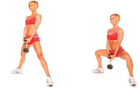squat with dumbbells for weight loss of the sides and abdomen