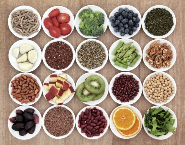 A variety of dietary products on plates