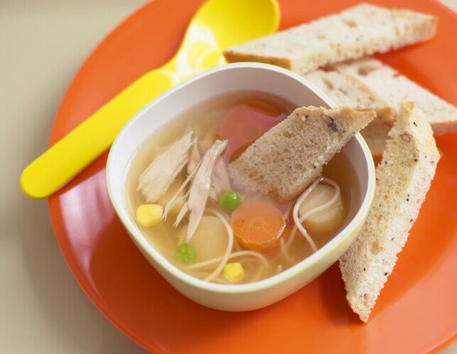 Chicken soup with croutons
